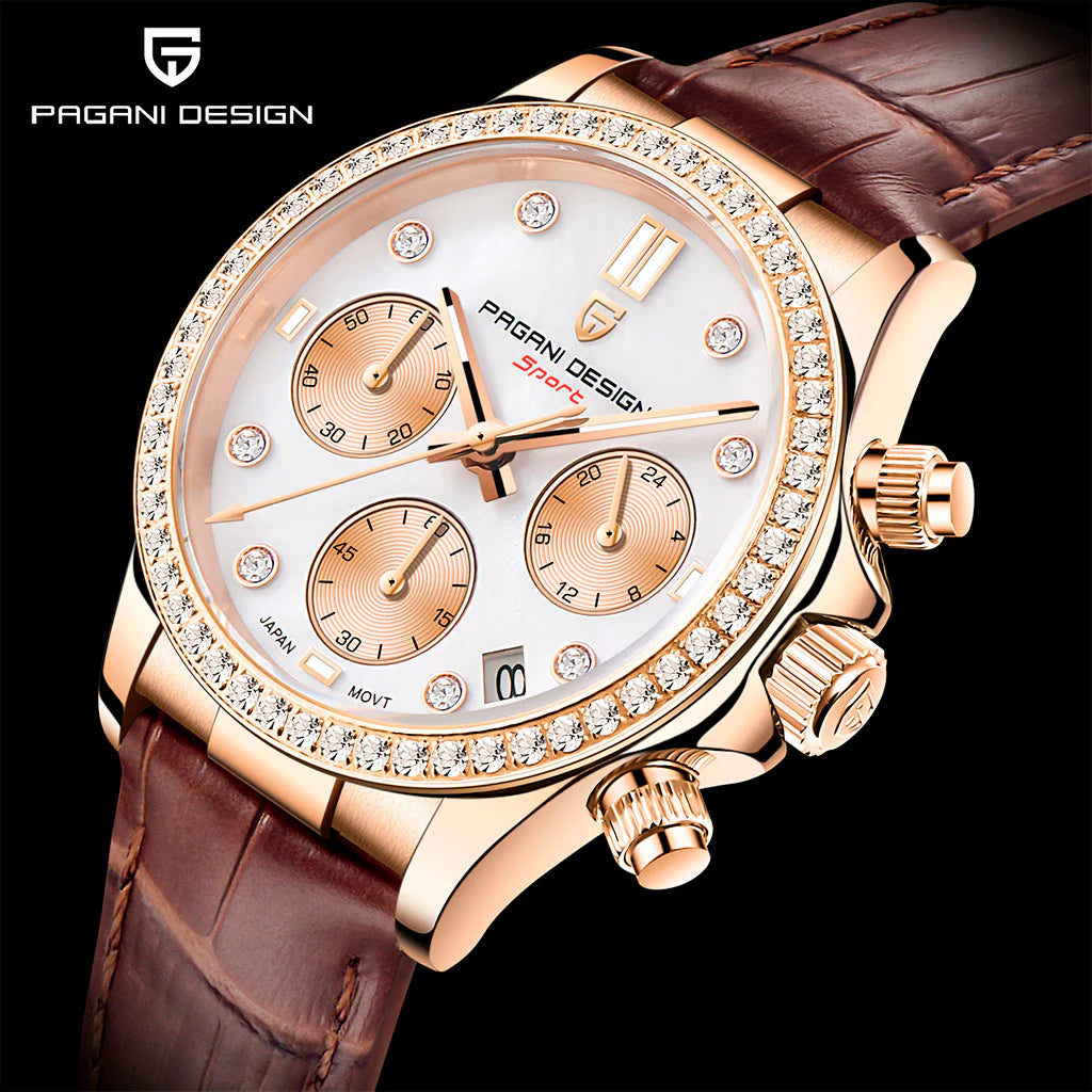 Montre Femme Pagani Design Daisy Gold Brown