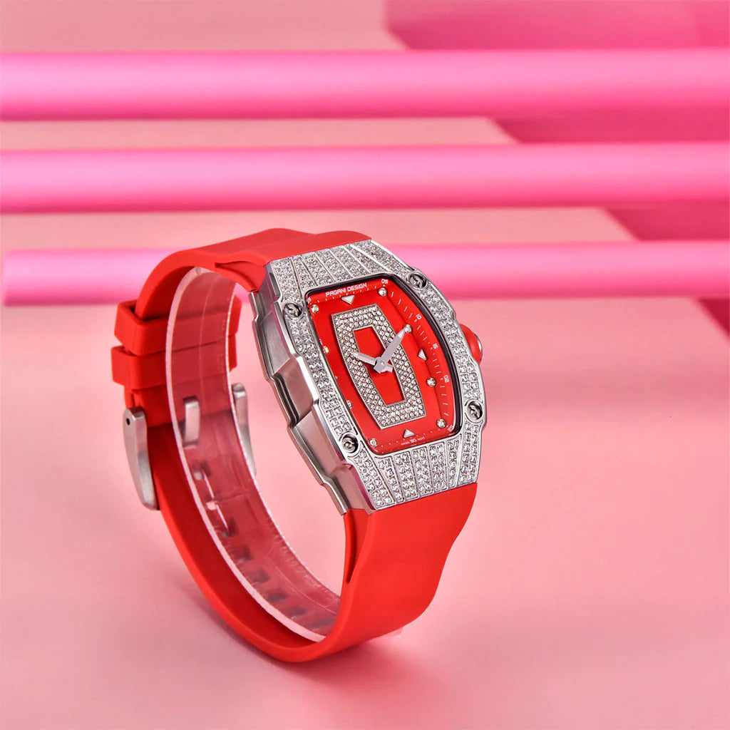 Montre Pagani Design Marigold Rouge Argent pour Femme