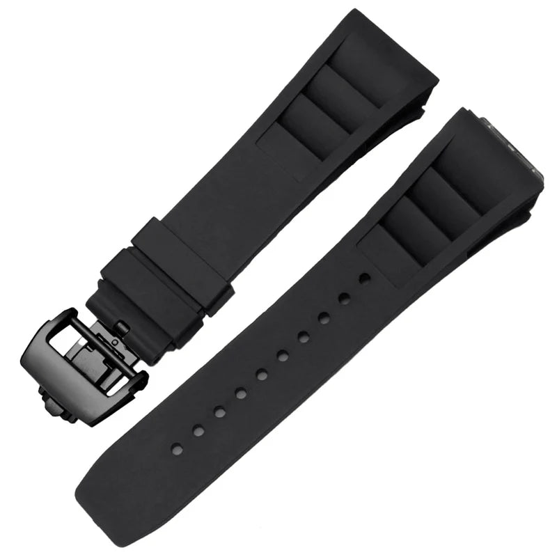 Bracelet en caoutchouc noir compatible avec Pagani Design Birmingham