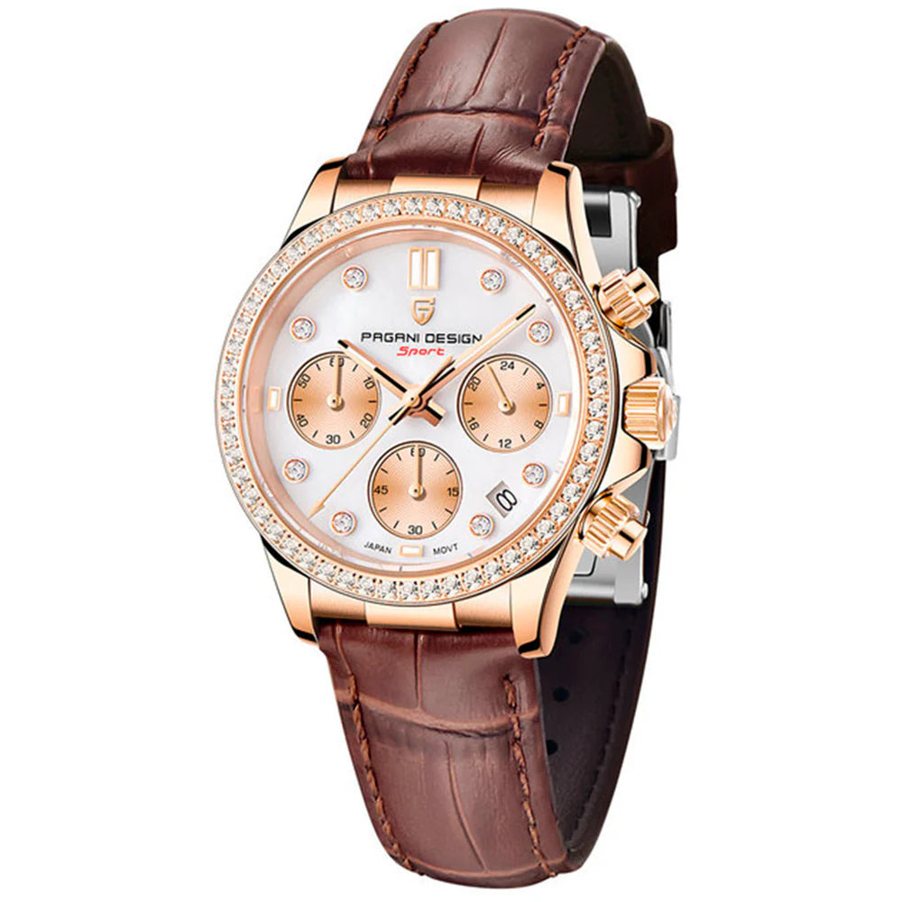 Montre Femme Pagani Design Daisy Gold Brown