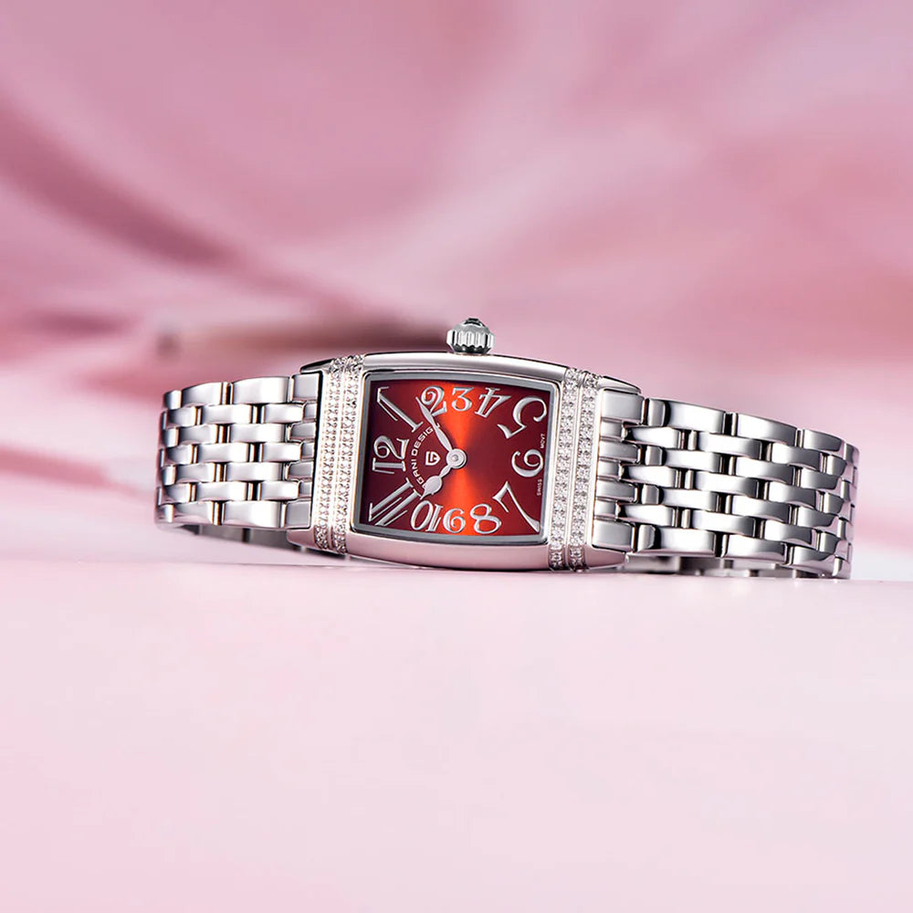 Montre Femme Pagani Design Sunflower Silver Red