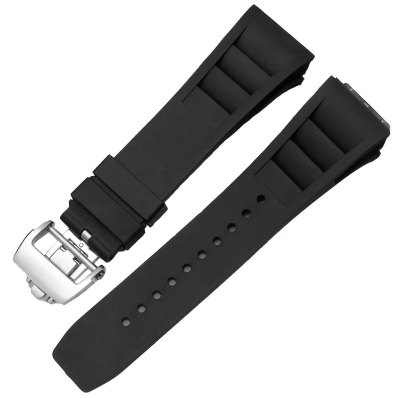 Bracelet en caoutchouc noir compatible avec Pagani Design Birmingham